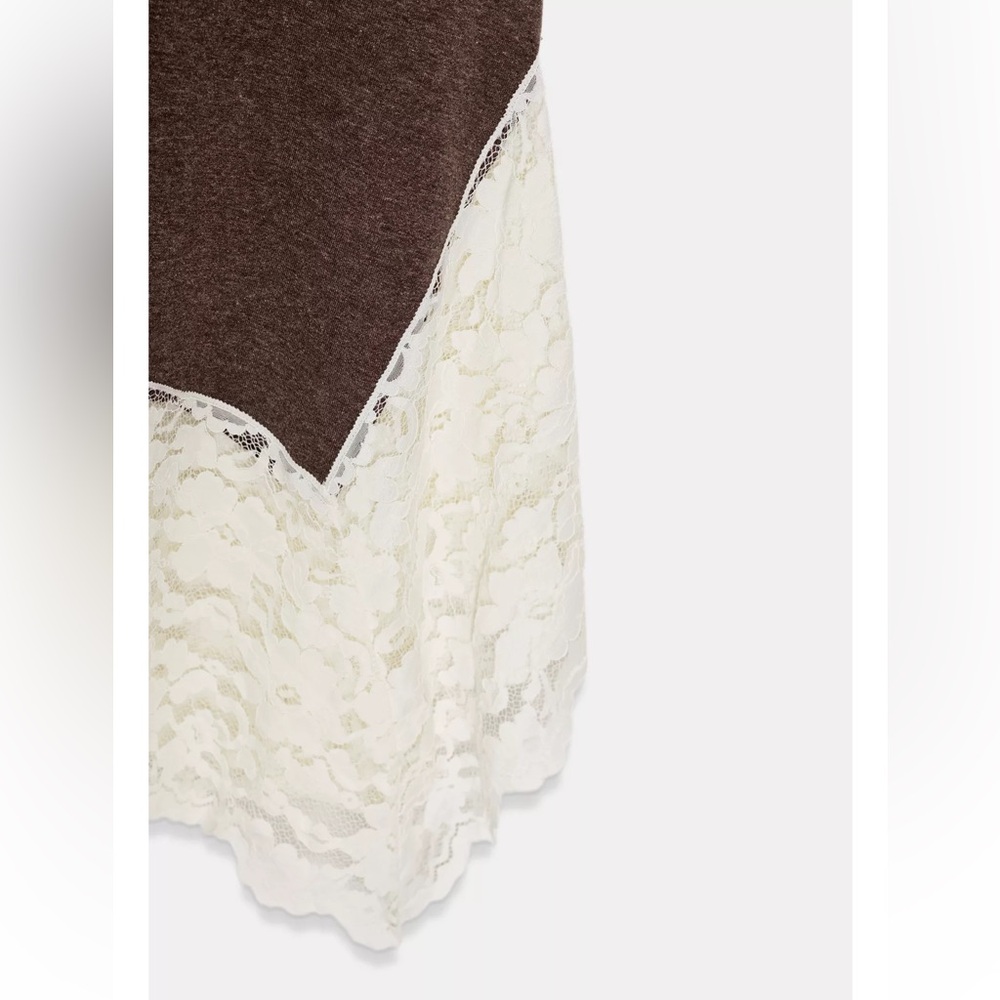 Zara LONG COMBINATION LACE DRESS - Picture 5 of 7